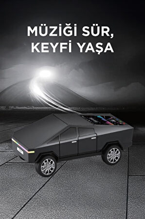 Torima D68 Siyah CyberTruck Araba Tasarımlı Bluetooth Hoparlör 15W Güçlü Ses RGB LED /TWS/USB