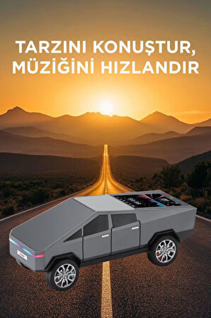 Torima D68 Gri CyberTruck Araba Tasarımlı Bluetooth Hoparlör 15W Güçlü Ses RGB LED /TWS/USB