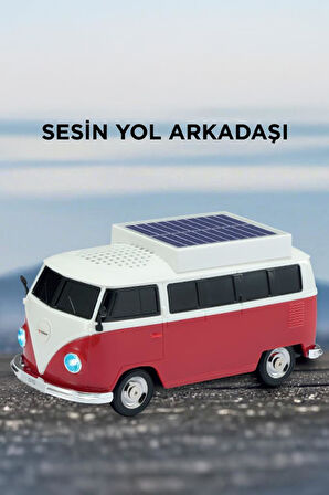 Torima D70 Kırmızı Vosvos Tasarımlı Solar Şarjlı Bluetooth Hoparlör 5W Güçlü Ses
