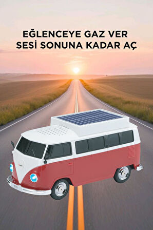 Torima D70 Kırmızı Vosvos Tasarımlı Solar Şarjlı Bluetooth Hoparlör 5W Güçlü Ses