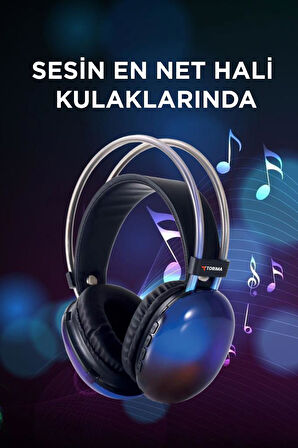 Torima HD-40 Siyah Kablosuz RGB Işıklı Kulak Üstü Bluetooth Kulaklık