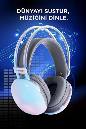Torima HD-40 Beyaz Kablosuz RGB Işıklı Kulak Üstü Bluetooth Kulaklık