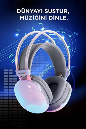 Torima HD-40 Mor Kablosuz RGB Işıklı Kulak Üstü Bluetooth Kulaklık