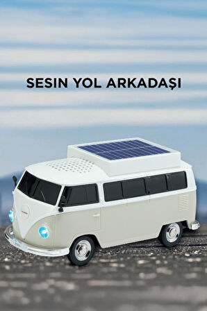 Torima D70 Bej Vosvos Tasarımlı Solar Şarjlı Bluetooth Hoparlör 5W Güçlü Ses