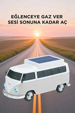 Torima D70 Bej Vosvos Tasarımlı Solar Şarjlı Bluetooth Hoparlör 5W Güçlü Ses