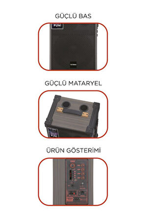 Torima D71 Profesyonel Çift  Mikrofonlu BT Kablosuz Hoparlör Bass Ses Kutusu Speaker