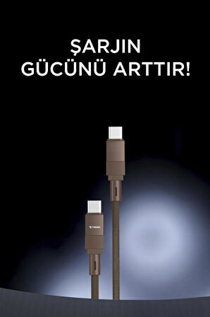 Torima U18 Kahverengi Type-c İle Type-c Şarj ve Data Kablosu