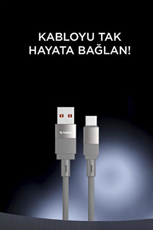 Torima U18 Gri USB İle Type-c Şarj ve Data Kablosu