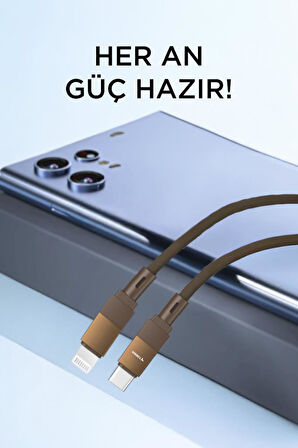 Torima U18 Kahverengi Type-c ile Lightning Şarj ve Data Kablosu
