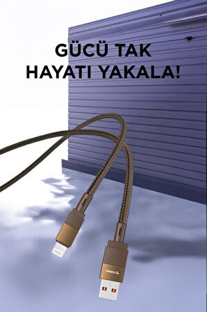 Torima U18 Kahverengi USB İle Lightning Şarj ve Data Kablosu