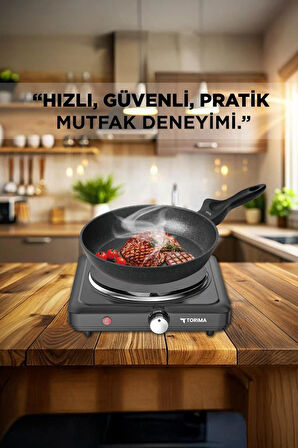 Torima TEH-01 Siyah Termostatlı Ayarlanabilir Tekli Elektrikli Ocak