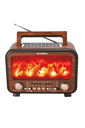 Torima D72 Açık Kahve Nostalji Kablosuz Speaker Bluetooth Hoparlör Radyo Solar Panelli