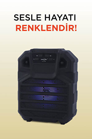 Torima GTS-1397 Siyah 6,5 inc RGB Ledli Taşınabilir Bluetooth Hoparlör Parti Speaker