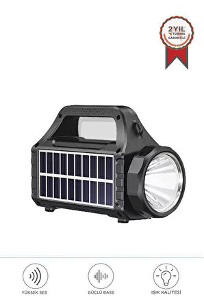 Torima KTS-2031 Dış Mekan 3 inç Güneş Enerjili El Feneri RGB Kablosuz Bluetooth Hoparlör