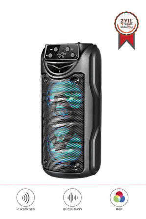 Torima GTS-1558 Siyah 3 inc RGB Ledli Taşınabilir Bluetooth Hoparlör Parti Speaker