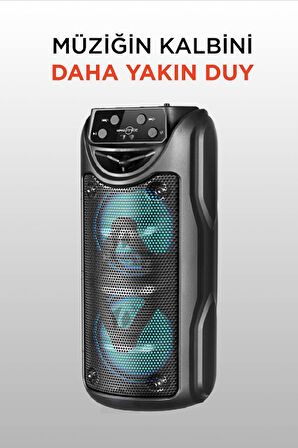 Torima GTS-1558 Siyah 3 inc RGB Ledli Taşınabilir Bluetooth Hoparlör Parti Speaker