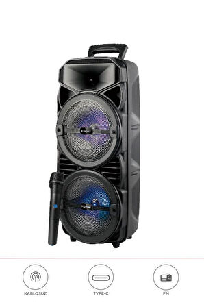 2411 Kablosuz Mikrofonlu 5.0 Bluetooth Hoparlör Fm Radyo Parti Speaker