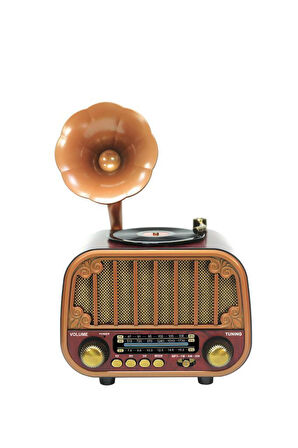 Torima D76 Koyu Kahve Nostaljik Bluetooth Hoparlör – Radyo, USB/TF, AUX, Speaker