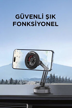 Torima JX-060 Siyah Sarsılmaz Manyetik 360 Derece Ayarlanabilir Araç İçi Telefon Tutucu