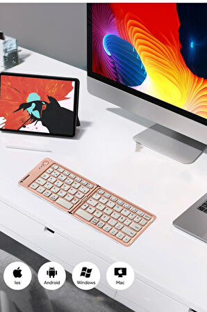 Torima TK-08 Pembe Kablosuz Katlanabilir Şarjlı Taşınabilir Mini Bluetooth Klavye