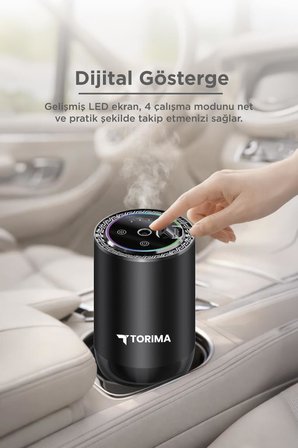 Araç İçi Aroma Difüzörü Hava Nemlendirici Rgb Işıklı Şarjlı Oda ve Araba Kokusu TCF04 Ebony Agarwood