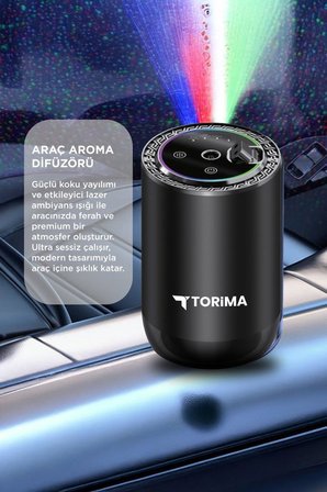 Araç İçi Aroma Difüzörü Hava Nemlendirici Rgb Işıklı Şarjlı Oda ve Araba Kokusu TCF04 Ebony Agarwood