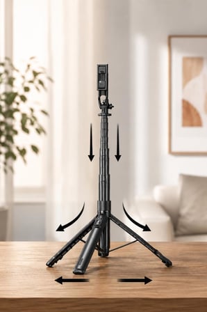 Tripod Çok Amaçlı Mıknatıslı Kumandalı 1.75 Cm Selfie Çubuğu TT02 Siyah
