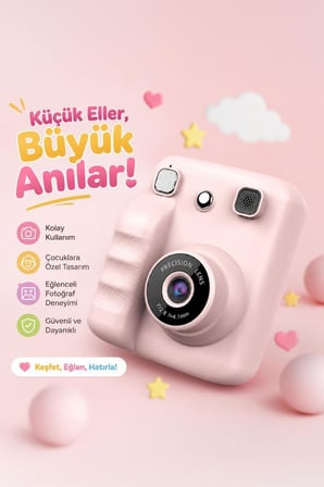 Torima Dijital Fotoğraf Makinesi Çocuk Termal Resim Baskılı Yazıcı Kamera Video Makinesi A29 Pembe