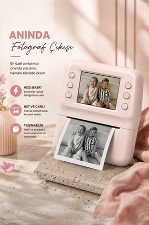Torima Dijital Fotoğraf Makinesi Çocuk Termal Resim Baskılı Yazıcı Kamera Video Makinesi A29 Pembe