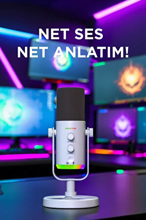 Torima YU7 Beyaz USB/XLR Çift Çıkışlı Podcast, Vokal Kaydı, Oyun İçin Dinamik Mikrofon