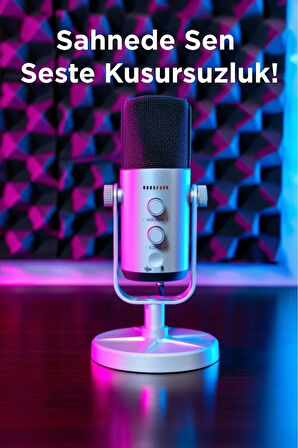 Torima YU7 Beyaz USB/XLR Çift Çıkışlı Podcast, Vokal Kaydı, Oyun İçin Dinamik Mikrofon