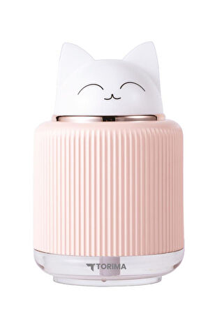 Torima H8 Pembe Sevimli Kedi Figürlü Gece Lambalı 300ml Mini Hava Nemlendirici Buhar Makinesi