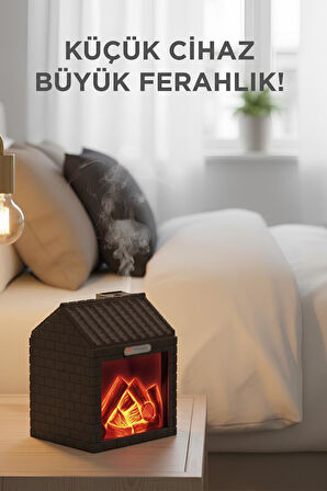 TORIMA H9 Koyu Kahve Şömine Efektli 200ml Sessiz Ultrasonik House Hava Nemlendirici
