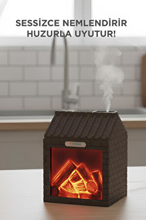 TORIMA H9 Koyu Kahve Şömine Efektli 200ml Sessiz Ultrasonik House Hava Nemlendirici