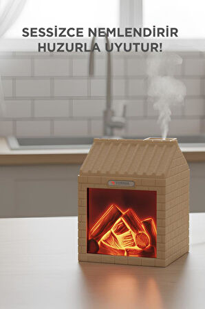 TORIMA H9 Ahşap Şömine Efektli 200ml Sessiz Ultrasonik House Hava Nemlendirici