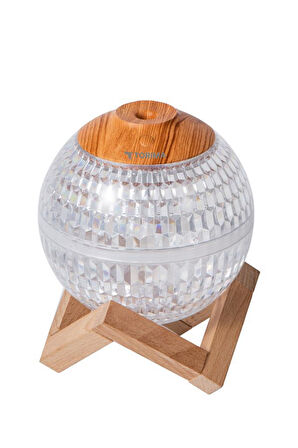 Torima H10 Beyaz Kristal Top RGB Işıklı, Ahşap Standlı, Hava Nemlendirici Dekoratif Nemlendirici