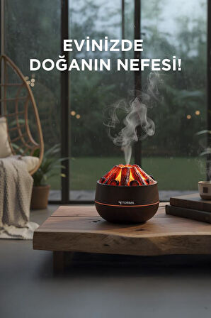 TORIMA H11 Koyu Kahve Odun Ateşi Efekli 300ml Sessiz Ultrasonik  Hava Nemlendirici