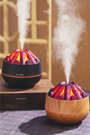 TORIMA H11 Ahşap Odun Ateş Efekli 300ml Sessiz Ultrasonik  Hava Nemlendirici