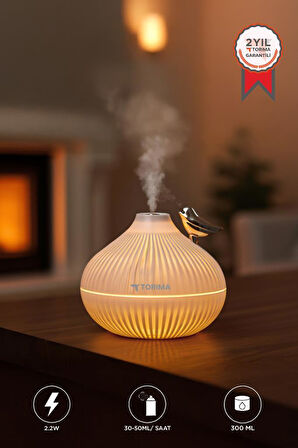 Torima H12 Beyaz Ultrasonik Gece Lambalı Hava Nemlendirici Dekoratif Buhar Makinesi 