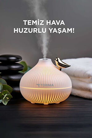 Torima H12 Beyaz Ultrasonik Gece Lambalı Hava Nemlendirici Dekoratif Buhar Makinesi 