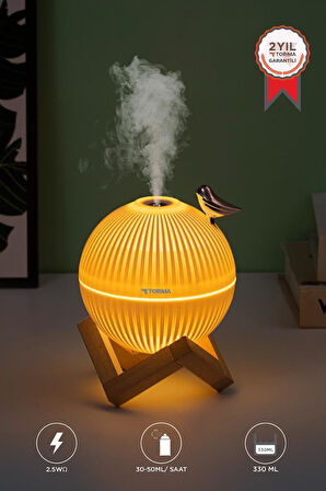 Torima H13 Beyaz Minimalist Kuş Figürlü Ahşap Standlı Gece Lambalı Dekoratif Hava Nemlendiricisi