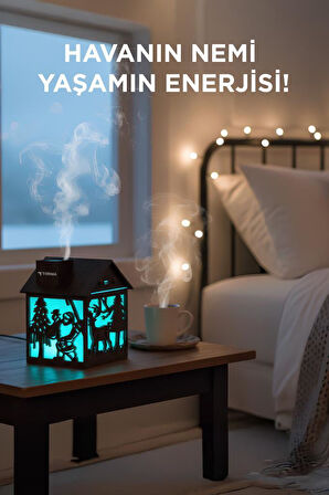 Torima H14 Koyu Kahverengi Yılbaşı Temalı Ahşap Görünümlü 240ml Hava Nemlendirici Buhar Makinesi