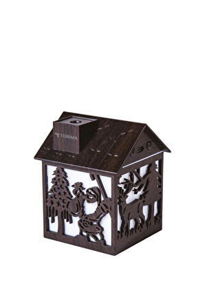 Torima H14 Koyu Kahverengi Yılbaşı Temalı Ahşap Görünümlü 240ml Hava Nemlendirici Buhar Makinesi