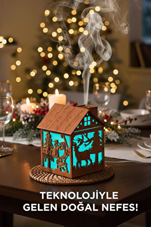 Torima H14 Açık Kahverengi Yılbaşı Temalı Ahşap Görünümlü 240ml Hava Nemlendirici Buhar Makinesi