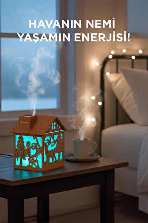Torima H14 Açık Kahverengi Yılbaşı Temalı Ahşap Görünümlü 240ml Hava Nemlendirici Buhar Makinesi
