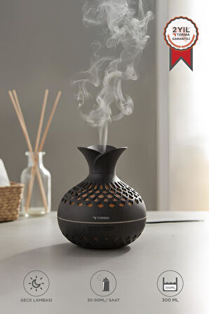 TORIMA H15 Koyu Kahve Led Işıklı 300ml Sessiz Ultrasonik Flower Hava Nemlendirici