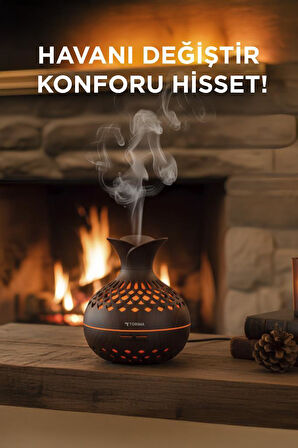 TORIMA H15 Koyu Kahve Led Işıklı 300ml Sessiz Ultrasonik Flower Hava Nemlendirici