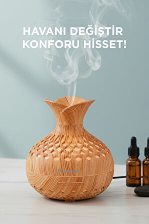 TORIMA H15 Ahşap Led Işıklı 300ml Sessiz Ultrasonik Flower Hava Nemlendirici