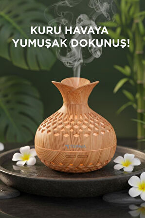 TORIMA H15 Ahşap Led Işıklı 300ml Sessiz Ultrasonik Flower Hava Nemlendirici