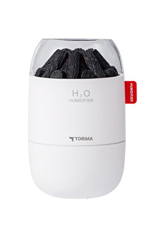 Torima H16 Beyaz Odun Ateşi Efekli Hava Nemlendirici Buhar Makinesi 280ML LED Işıklı Sessiz Çalışma